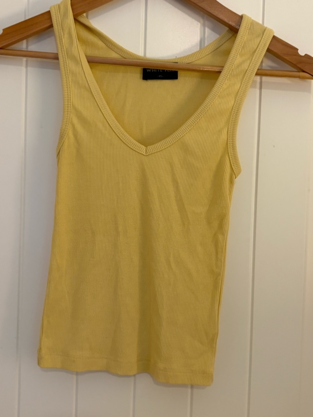 White Fox Yellow Ribbed V-Neck Tank Top